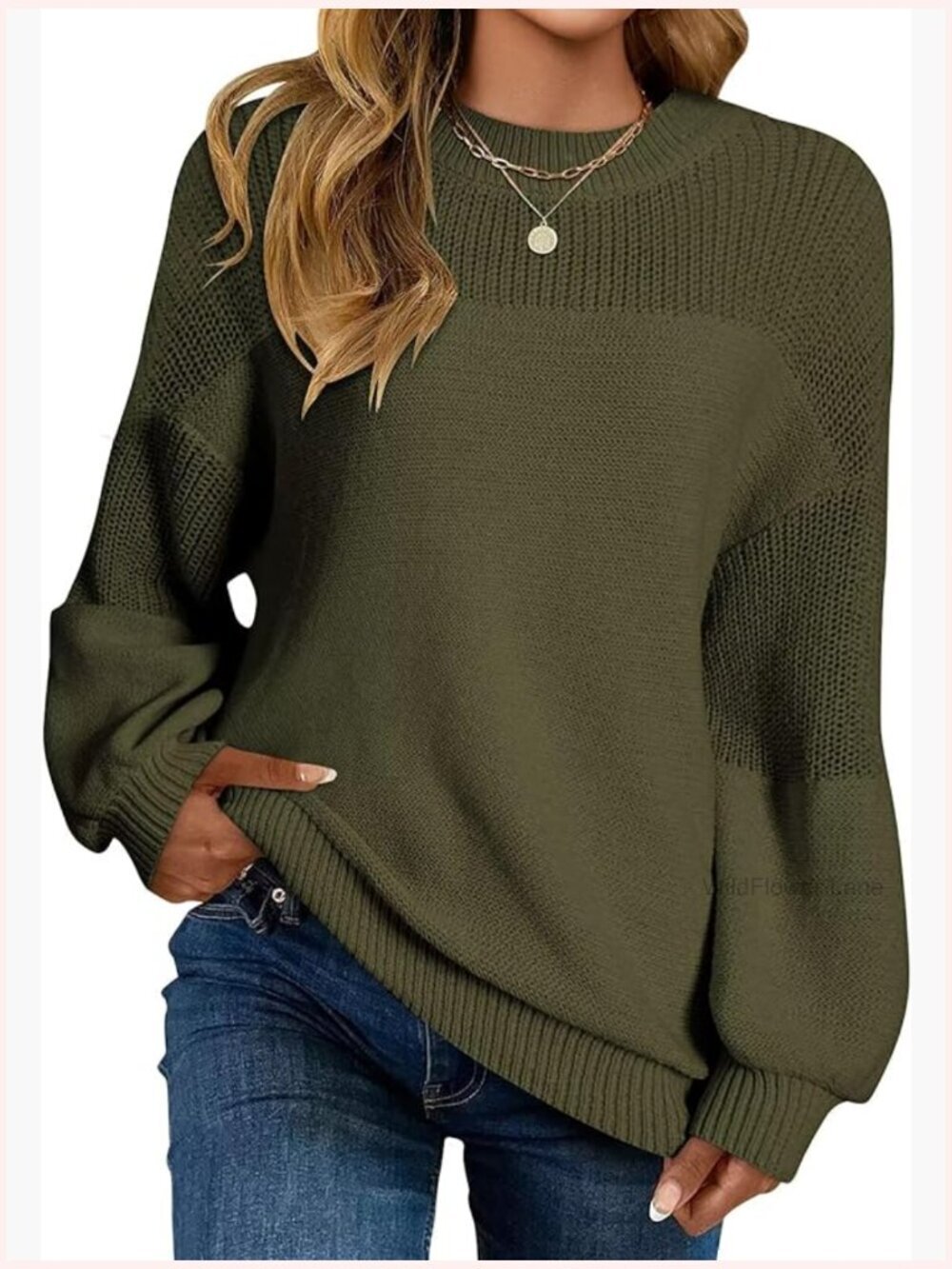 Loose Crewneck Chunky Knit Pullover Sweater Long Sleeve Fall Tunic Top